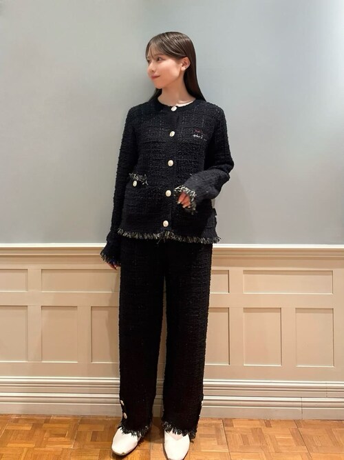 セール】【JOEL ROBUCHON】ツイードモコクルーネックカーディガン