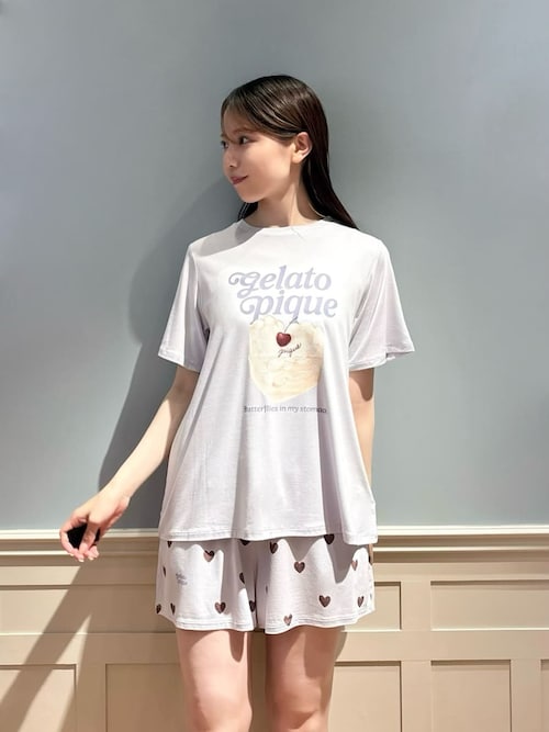 ONLINE限定】【接触冷感】ケーキワンポイントTシャツ&ハート柄ショート