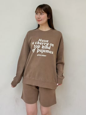 「gelato pique（ジェラートピケ）の【UNISEX】裏毛ハーフパンツ（ルームウェア/パジャマ）」を使った、gelato piqueさん（レディース・165cm）の秋コーディネート