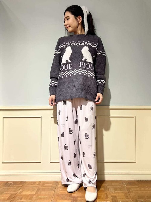 CAT総柄ロングパンツ（ルームウェア/パジャマ）｜gelato pique