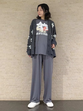「gelato pique（ジェラートピケ）の【HOMME】スペースシップワンポイントロンT（ルームウェア/パジャマ、グレー系）」を使った、gelato piqueさんの秋コーディネート