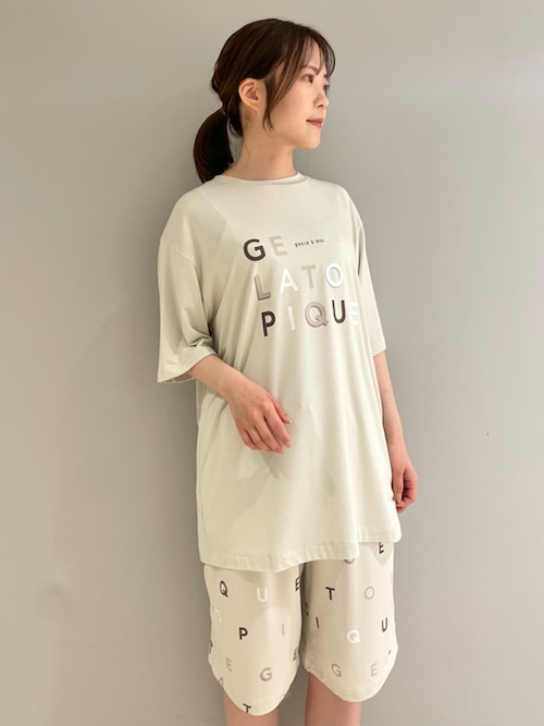 GELATO PIQUE レーヨンロゴ ルームウェア HOMME】【接触冷感】フローズンレーヨンロゴプリントTシャツ
