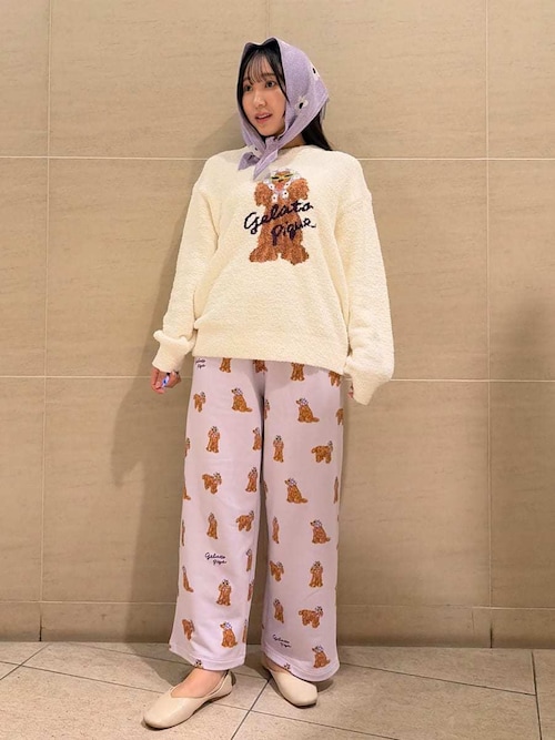 スカーフDOG柄ロングパンツ（ルームウェア/パジャマ）｜gelato pique