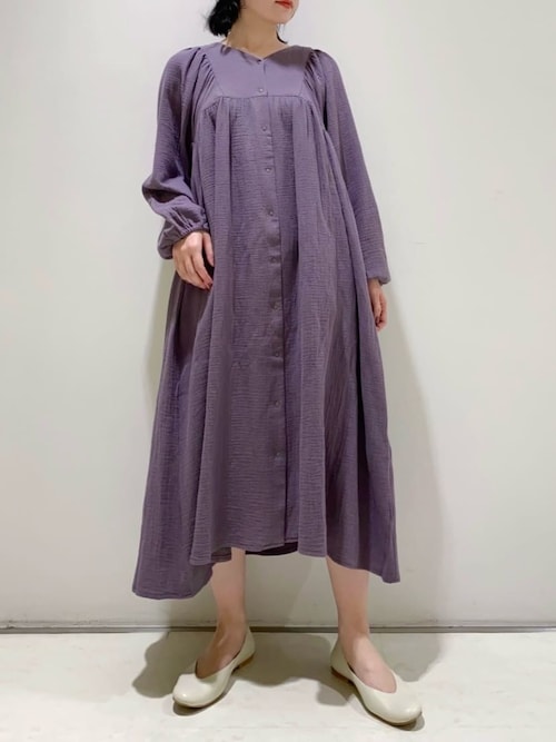 ジェラピケ マタニティガーゼワンピース チャコールグレー gelato pique（ジェラートピケ）の「マタニティガーゼワンピース