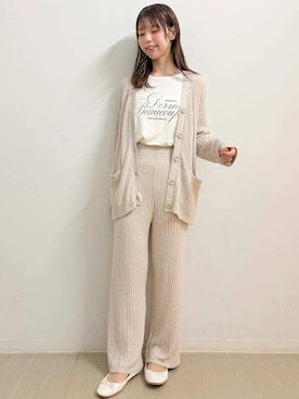 「アイテム（ルームウェア/パジャマ、ベージュ系）」を使った、gelato piqueさん（レディース・161cm）の秋コーディネート