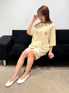 「gelato pique（ジェラートピケ）の【ONLINE限定】【HOMME】エアモコベアワンポイントセットアップ（ルームウェア/パジャマ）」を使った、gelato piqueさん（レディース・156cm）の冬コーディネート