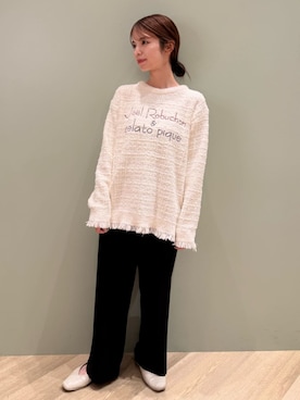 「gelato pique（ジェラートピケ）の【JOEL ROBUCHON】ドットワンポイントロングパンツ（ルームウェア/パジャマ）」を使った、gelato piqueさん（レディース・156cm）の秋コーディネート