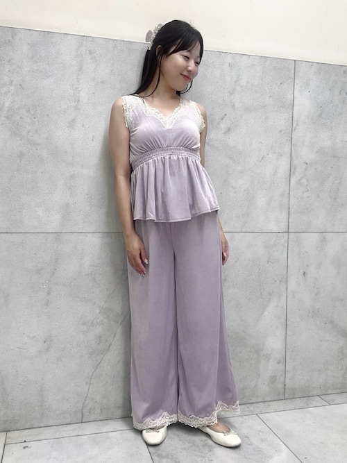 セール】【MUCHA】ベロア×レースカップインタンクトップ（ルームウェア