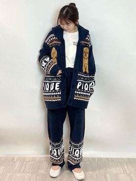 「gelato pique（ジェラートピケ）の【HOMME】 パウダーノルディックロングパンツ（ルームウェア/パジャマ）」を使った、gelato piqueさん（レディース・158cm）の秋コーディネート