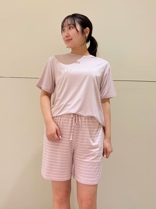 セール】レーヨンロゴTシャツ&ボーダーハーフパンツセット（ルーム