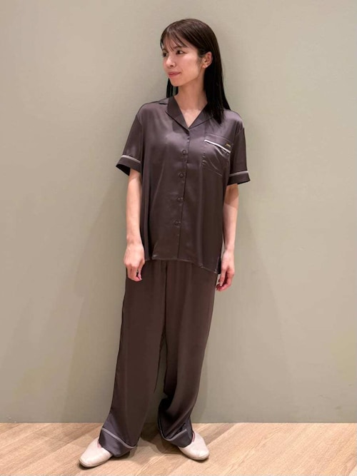 セール】接触冷感サテンラインシャツ（ルームウェア/パジャマ