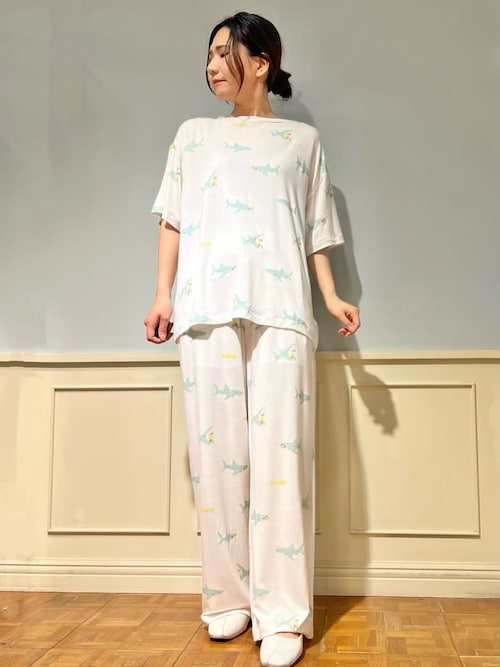 GWセール　新品未使用　タグ付き　GELATO PIQUE シャークルームウェア セール】【接触冷感】SHARK柄Tシャツ（ルームウェア/パジャマ