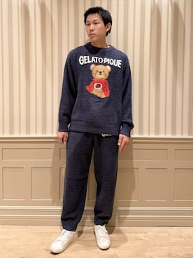 「アイテム（ルームウェア、ブルー系）」を使った、gelato piqueさん（メンズ・175cm）の秋コーディネート