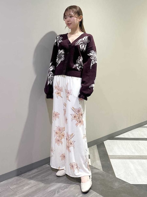 新品　MIUMIU ミュウミュウ シルク　花柄　セットアップ　スーツ　パジャマ セール】【MUCHA】リリー柄ロングパンツ（ルームウェア/パジャマ