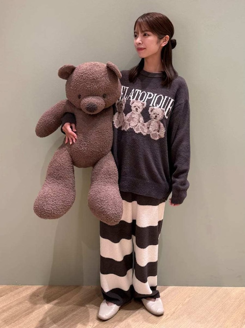 GELATOPIQUE ボーダー柄 パーカー ルームウェア パジャマ ペアルック モチーフジャガードボーダーロングパンツ（ルームウェア