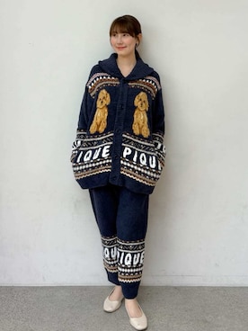 「gelato pique（ジェラートピケ）の【HOMME】 パウダーノルディックロングパンツ（ルームウェア/パジャマ）」を使った、gelato piqueさん（レディース・165cm）の冬コーディネート