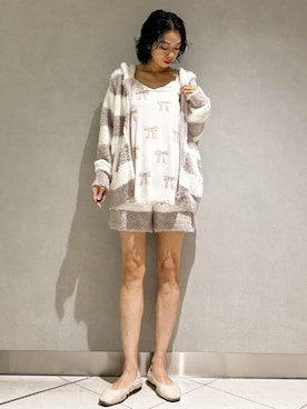 「gelato pique（ジェラートピケ）の【ラッピング済み】ジェラート2ボーダーパーカ＆ショーパンツセット（ルームウェア/パジャマ）」を使った、gelato piqueさん（レディース・168cm）の秋コーディネート