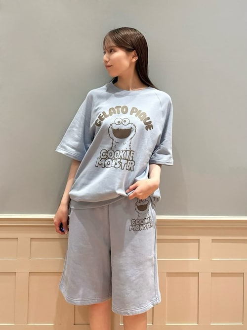 ジェラートピケ　SESAMI STREETモチーフ　プルオーバー&パンツセット SESAME STREET】【UNISEX】裏毛プルオーバー＆ハーフパンツセット