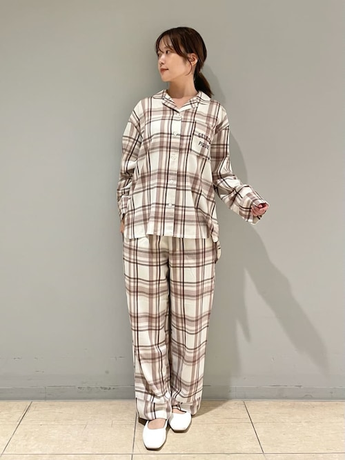 トレンドチェック柄ロングパンツ（ルームウェア/パジャマ