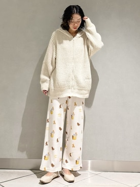 「ワッフル」｜「アイテム（ルームウェア/パジャマ）」を使った、gelato piqueさん（レディース・168cm）の秋コーディネート