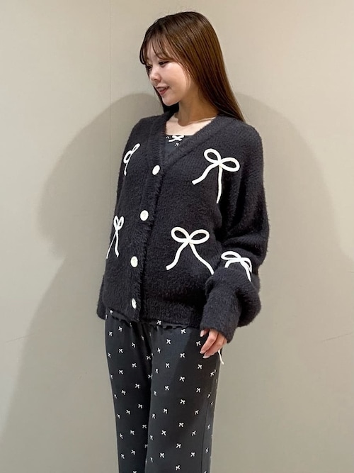セール】リボンフェザーカーディガン（ルームウェア/パジャマ