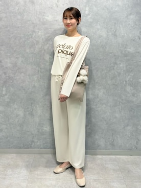 「gelato pique（ジェラートピケ）のレーヨンロゴロンT（ルームウェア/パジャマ）」を使った、gelato piqueさん（レディース・165cm）の秋コーディネート