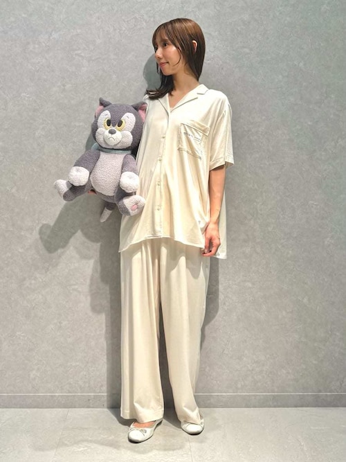 ジェラートピケ パジャマ ルームウェア セール】【接触冷感】COOLレーヨンシャツ（ルームウェア