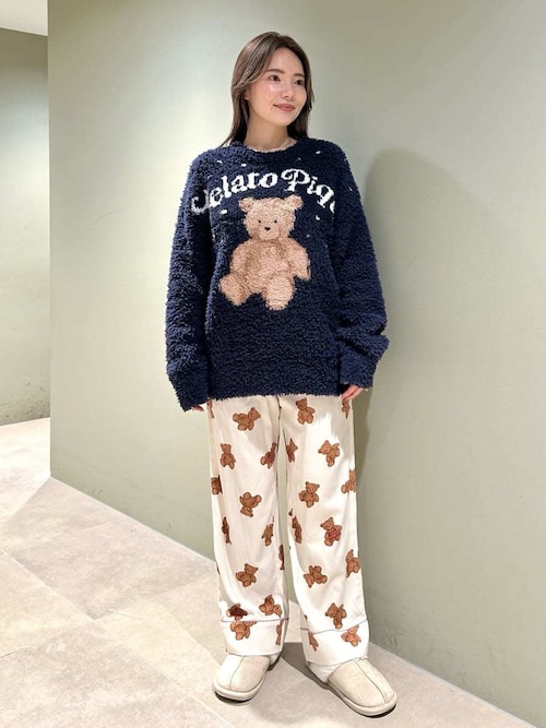 HOLIDAY】ベア柄ネルロングパンツ（ルームウェア/パジャマ）｜gelato