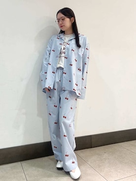 「アイテム（ルームウェア、ブルー系）」を使った、gelato piqueさん（レディース・158cm）の秋コーディネート