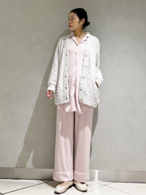 ジェラートピケ パイピングロングシャツ・パンツ 上下セット ルームウェア パイピングロングシャツ（ルームウェア/パジャマ）｜gelato pique