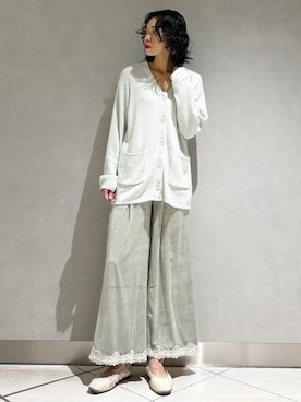 「gelato pique（ジェラートピケ）の【MUCHA】ベロア×レースロングパンツ（ルームウェア/パジャマ）」を使った、gelato piqueさん（レディース・168cm）の秋コーディネート