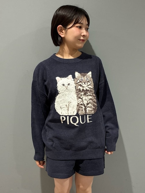 新品 ジェラートピケ ツインキャットプルオーバー&ショートパンツ 上下セット ジェラートピケ】ツィンキャットジャガードプルオーバー