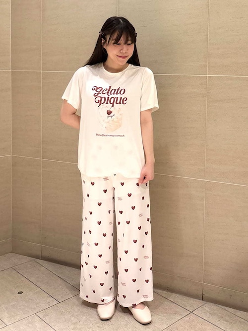 接触冷感】ハート柄ロングパンツ（ルームウェア/パジャマ）｜gelato