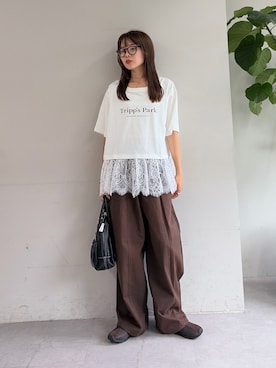 「バレルパンツ」｜kyaaaiさん（レディース・156cm）の夏コーディネート