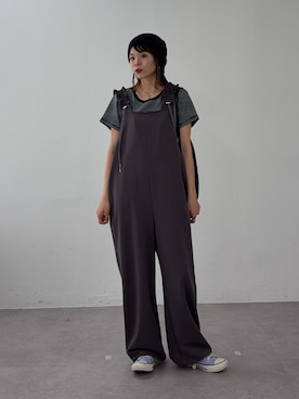 「CIAOPANIC TYPY（チャオパニックティピー）のZOZO限定ピンボーダーリンガーTee（Tシャツ/カットソー、ブラック系）」を使った、kyaaaiさん（レディース・156cm）の夏コーディネート