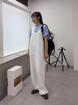 「CIAOPANIC TYPY（チャオパニックティピー）の【UNISEX】【全12色展開】メッセージプリント半袖Tee（Tシャツ/カットソー）」を使った、kyaaaiさん（レディース・156cm）の夏コーディネート