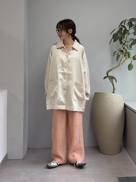 「CIAOPANIC TYPY（チャオパニックティピー）の【3サイズ展開】楊柳花柄刺繍イージーパンツ（その他パンツ、ピンク系）」を使った、kyaaaiさん（レディース・156cm）の春コーディネート