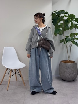 「アイテム（パーカー）」を使った、kyaaaiさん（レディース・156cm）の夏コーディネート