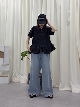 「CIAOPANIC TYPY（チャオパニックティピー）のアイテム（キャップ）」を使った、kyaaaiさん（レディース・156cm）の春コーディネート
