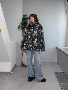 「CIAOPANIC TYPY（チャオパニックティピー）の【WEB限定】2WAYリバーシブル撥水ナイロンボアブルゾン（ブルゾン、ブラック系）」を使った、kyaaaiさん（レディース・156cm）の夏コーディネート