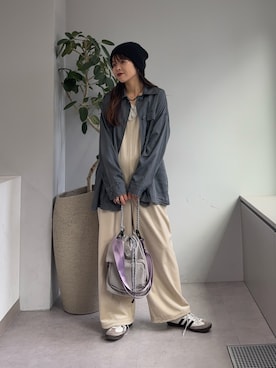 「アイテム（つなぎ/オールインワン）」を使った、kyaaaiさん（レディース・156cm）の秋コーディネート