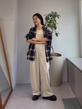 「アイテム（つなぎ/オールインワン）」を使った、kyaaaiさん（レディース・156cm）の秋コーディネート