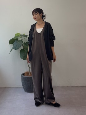 「アイテム（つなぎ/オールインワン、ブラウン系）」を使った、kyaaaiさん（レディース・156cm）の秋コーディネート