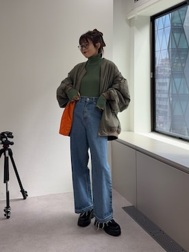 「アイテム（MA-1）」を使った、kyaaaiさん（レディース・156cm）の秋コーディネート