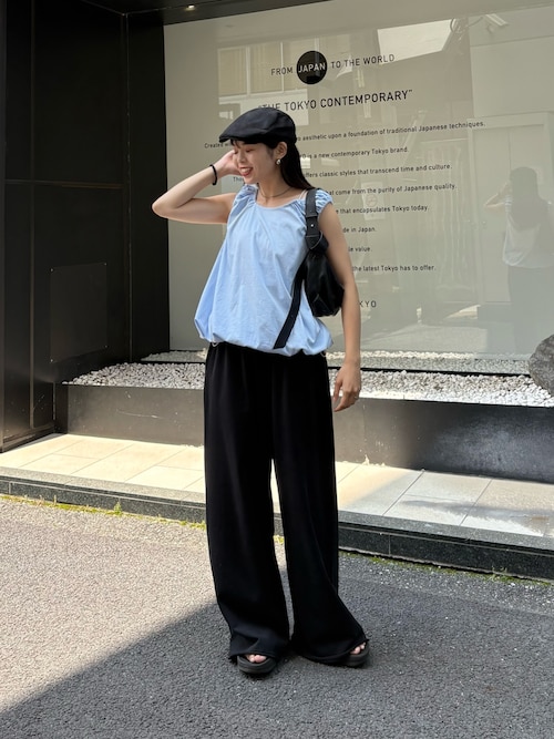 ギャザードロストノースリーブブラウスTee