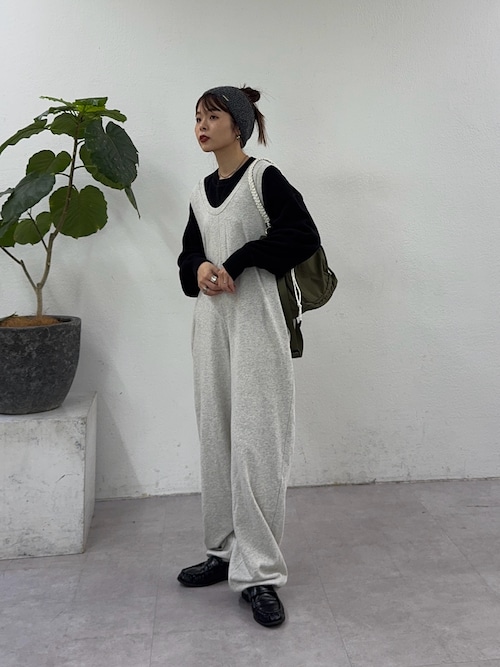 willow】【新色追加】スラブ裏毛裾ドロストオールインワン（サロペット