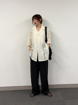 「CIAOPANIC TYPY（チャオパニックティピー）の【UNISEX】レース刺繍シャツ/WEB限定（シャツ/ブラウス、ホワイト系）」を使った、kyaaaiさん（レディース・156cm）の春コーディネート