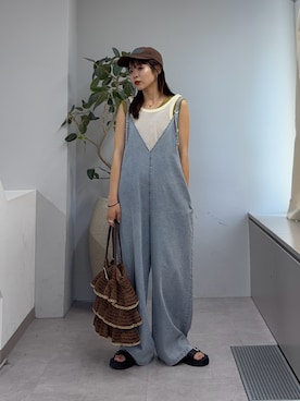 「CIAOPANIC TYPY（チャオパニックティピー）のアイテム（キャップ）」を使った、kyaaaiさん（レディース・156cm）の夏コーディネート