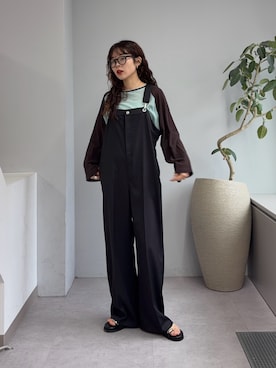 「CIAOPANIC TYPY（チャオパニックティピー）の【2WAY】シアーラグランヘンリーネックTee（Tシャツ/カットソー、グリーン系）」を使った、kyaaaiさん（レディース・156cm）の春コーディネート