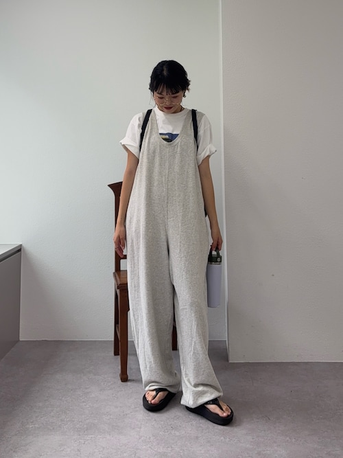 【willow】スラブ裏毛裾ドロストオールインワン